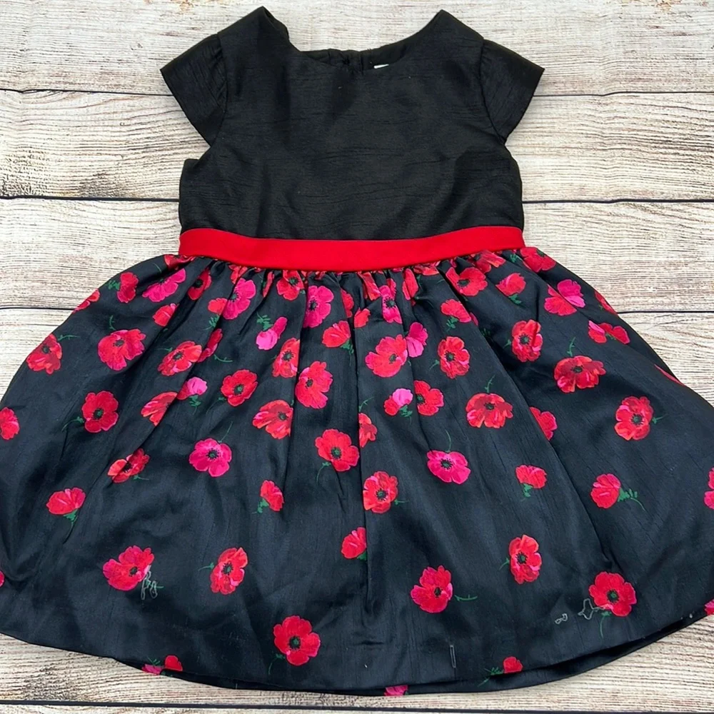 Gymboree Red and Black Poppy Taffeta Bow Back Dress Girls Size 18 to 24 …