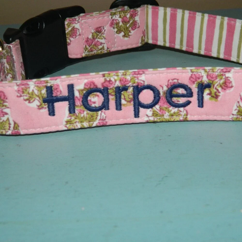 Mark & Graham Block Print Dog Pink Collar 