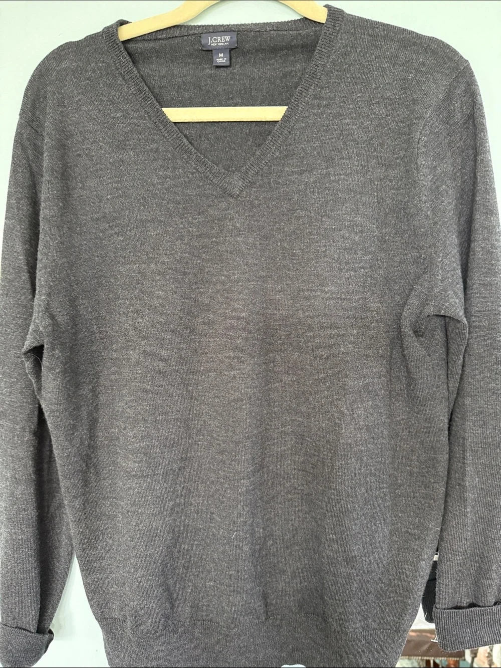 J.Crew Merino Wool V-Neck Sweater Gray Medium