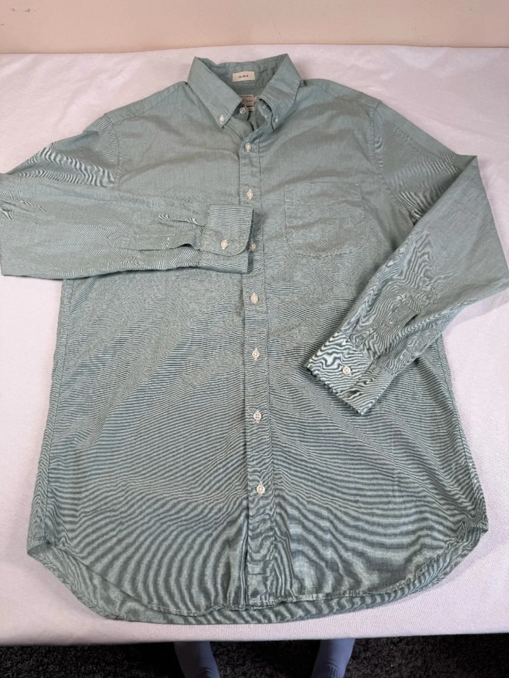 J. Crew Men's Button Up Long Sleeve 100% Cotton Shirt Size Medium - Green