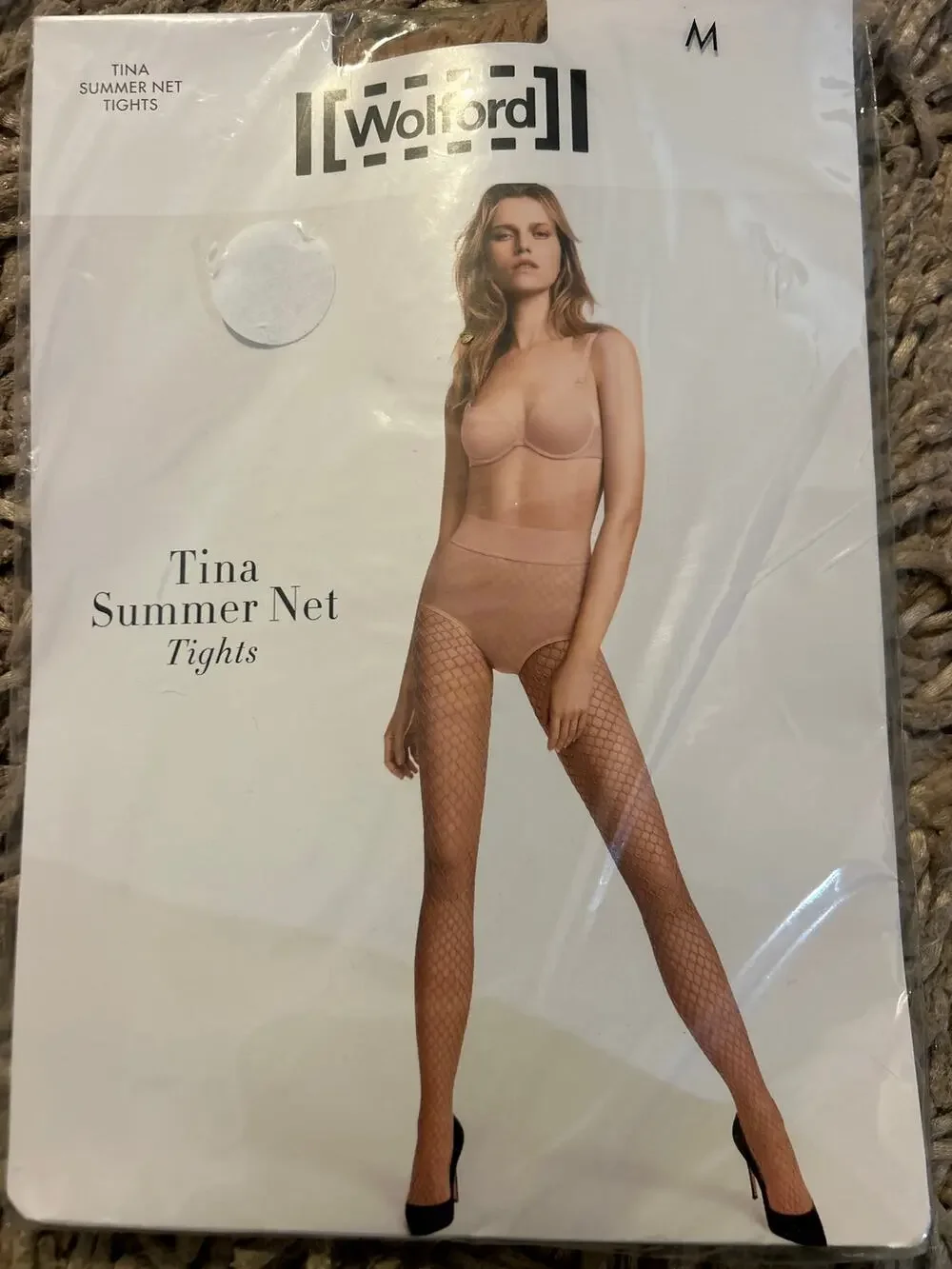 WOLFORD Tina Summer Net Tights Fishnet Nude Size Medium M Gobi New w Package NWT