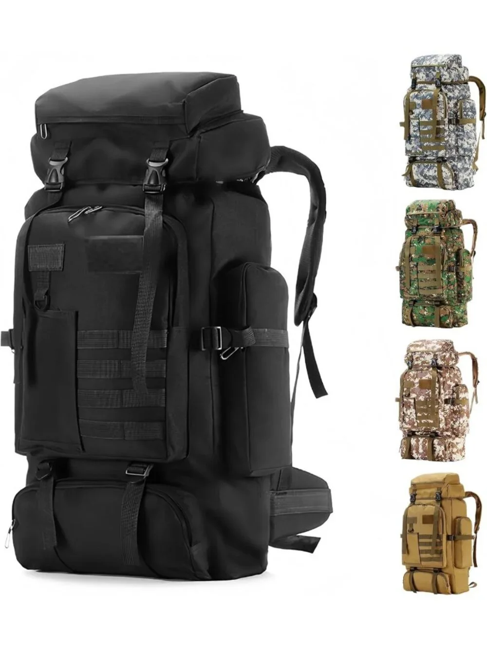 80L Waterproof Tactical Hiking Backpack for Men & Women, Large Molle Rucksack