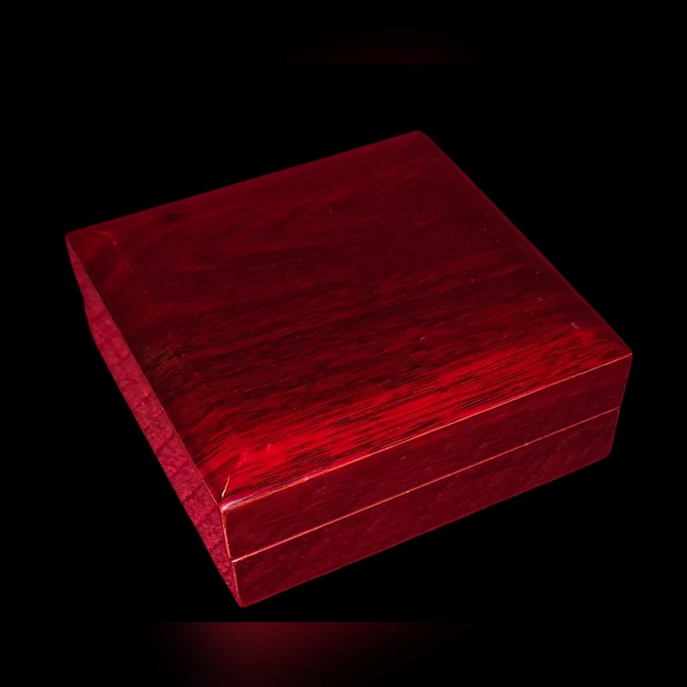Mahogony Necklace Box with LED Light – Small Jewelry Display Case 4x4x2