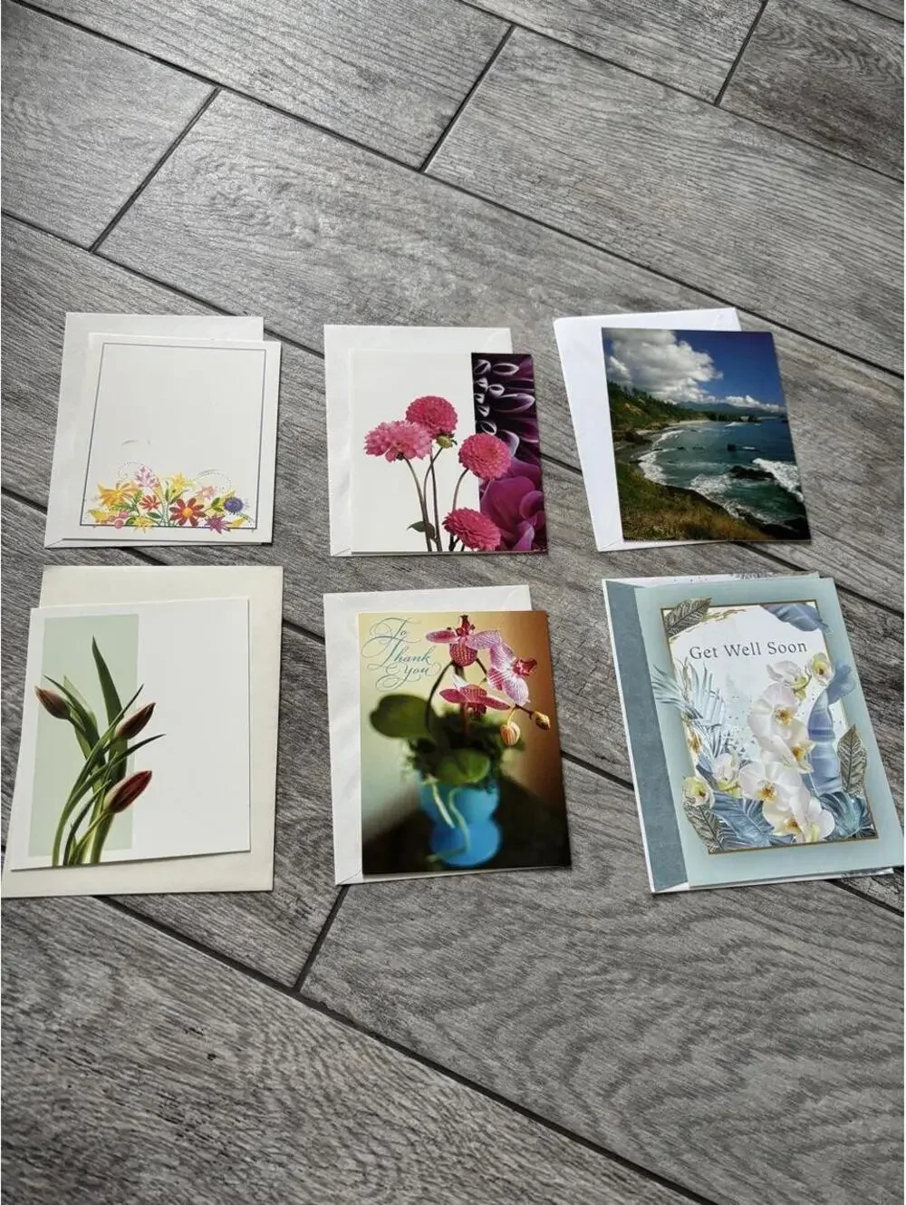 Vintage Floral & Nature Greeting Cards Set of 6 Get Well Art Cards