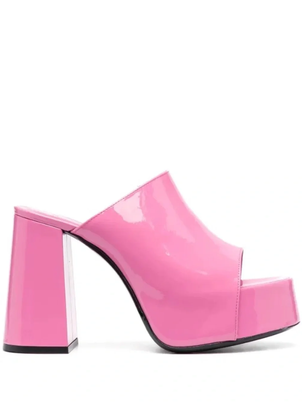 New! BY FAR Pink Brad Patent Platform 120mm Mule Sandals Barbie Pink💖 38 or US 8