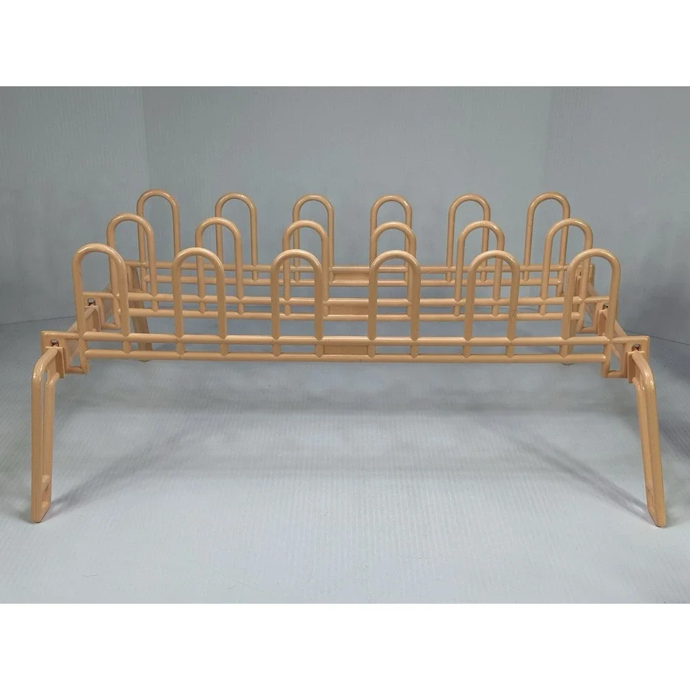 Vintage 80s Peach Plastic Yaffa Style 9 Pair Shoe Rack