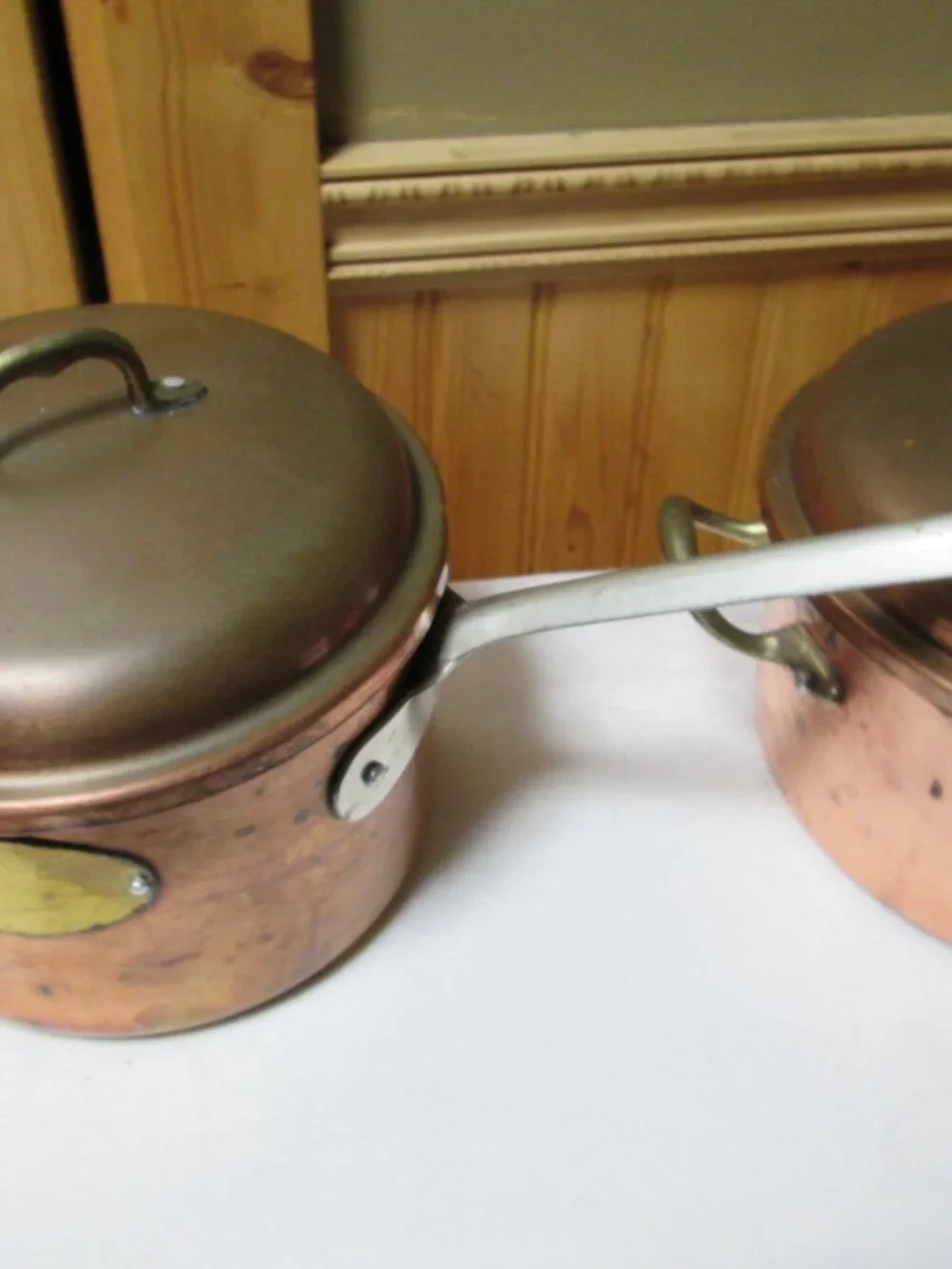 Vtg copper md/ France 4 pc Pots pans De-la Cuisine Dutch oven lid 2 qt pan n lid