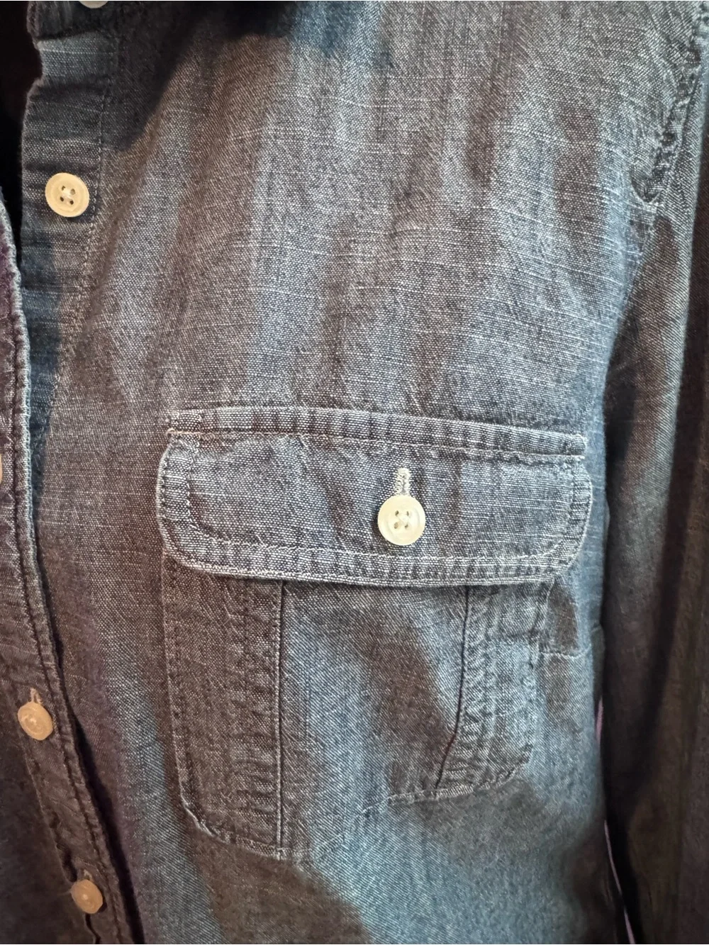 J.Crew Chambray Button Down Shirt Gray Blue Long Sleeve Size Medium