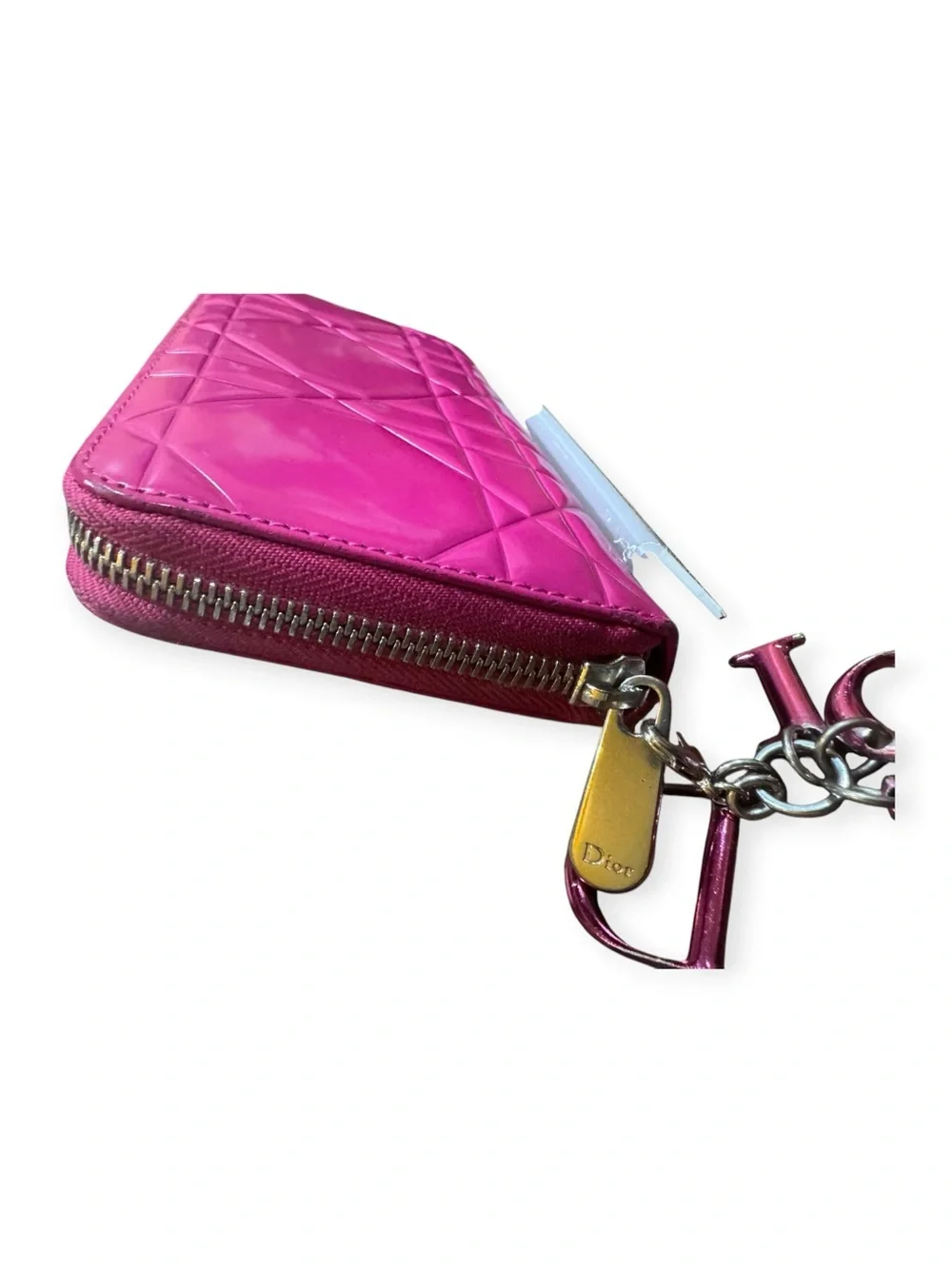 Christian Dior Cannage Patent Leather Zip Around Wallet