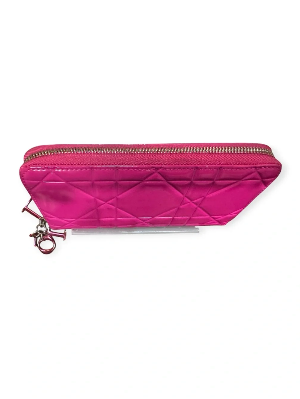 Christian Dior Cannage Patent Leather Zip Around Wallet