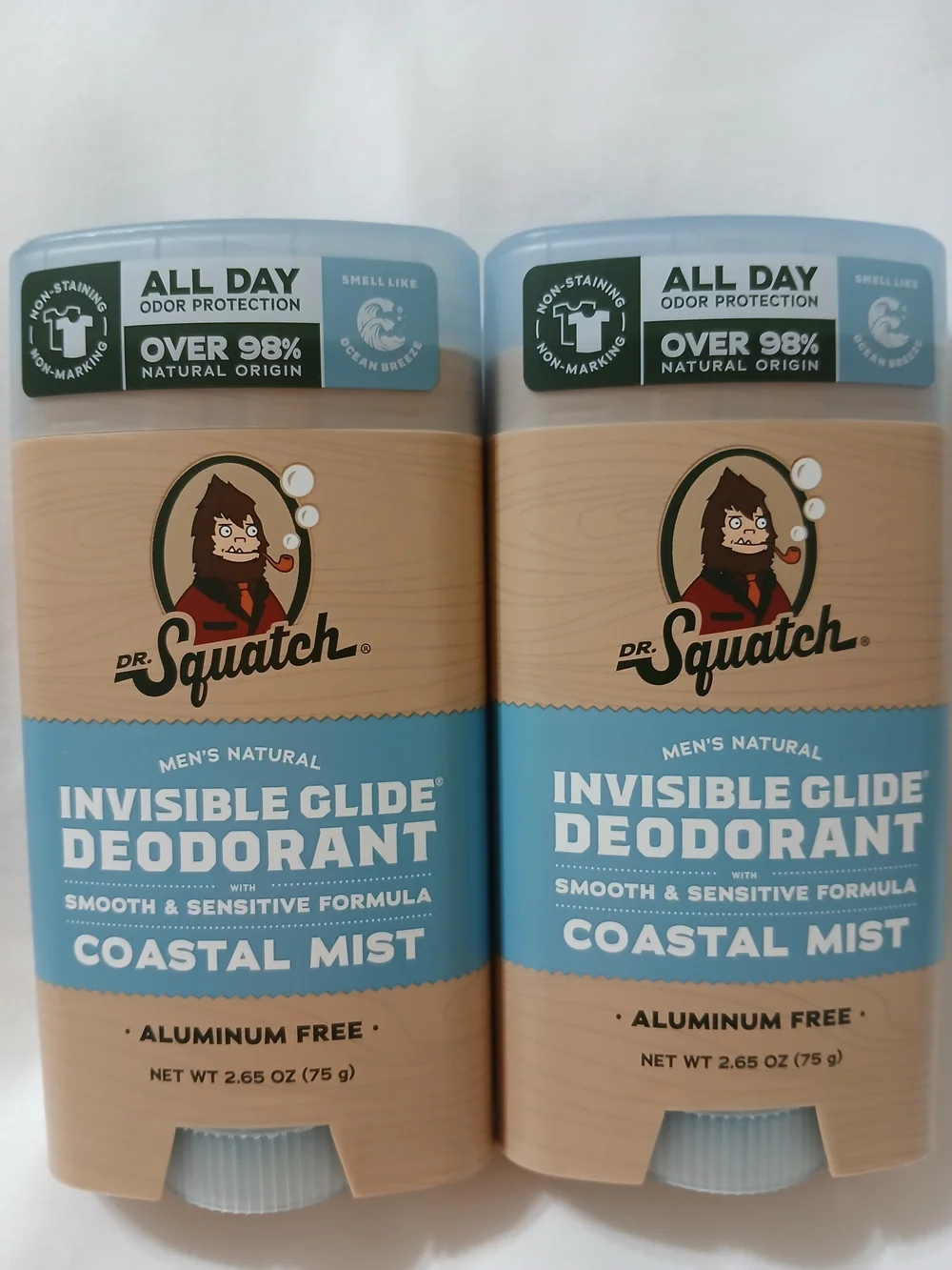 New- Dr Squatch-Coastal Mist Invisible Glide Deodorant for Men - Set Of 2.