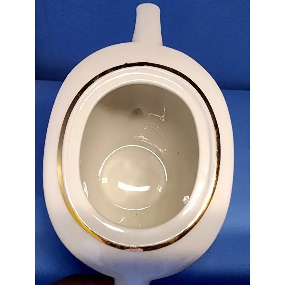 EMBASSY USA Vitrified Gold Black Wheat Pattern Sugar Bowl & Lid Pointed Handles