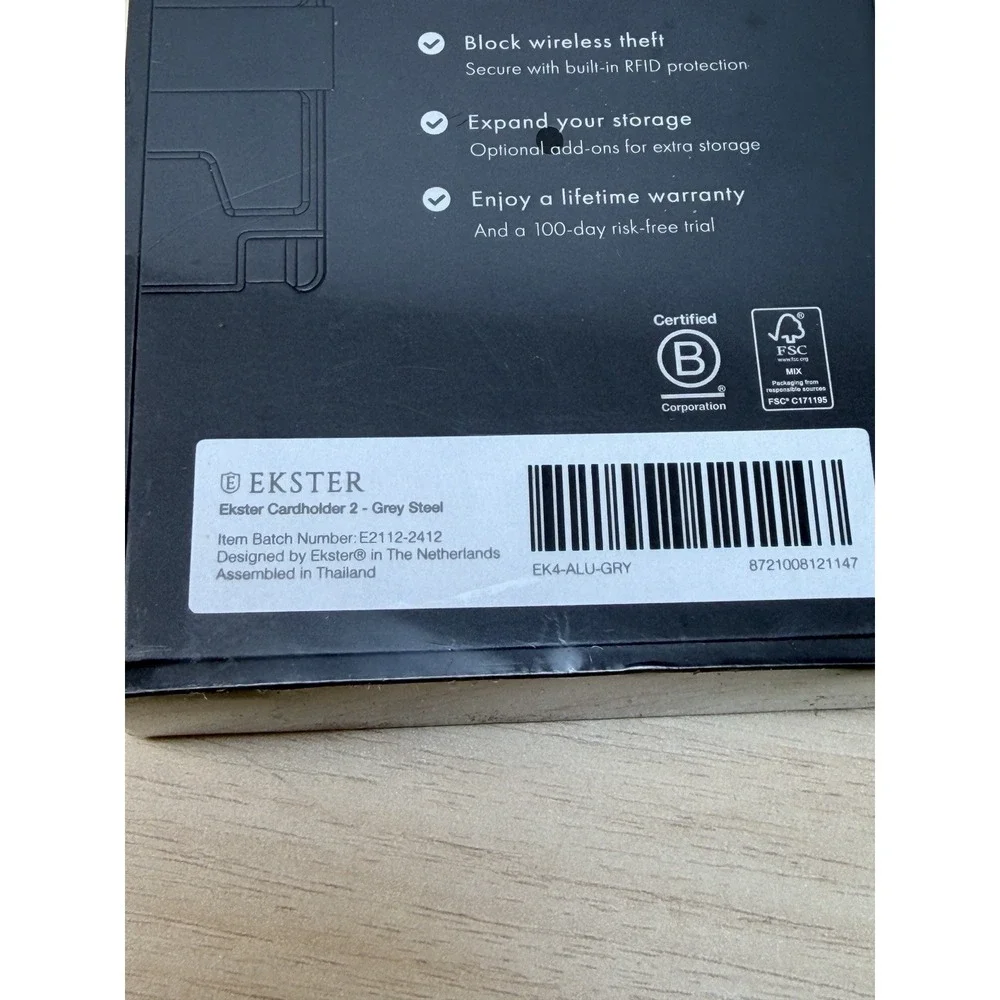 Ekster steel tags shipped