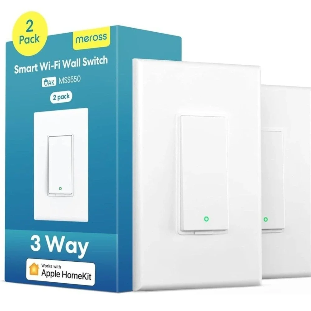 Meross 2Pc Smart‎ Wi-Fi Single Pole Wall Switch Alexa/Google/Apple MSS510