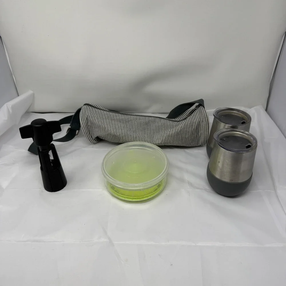 Pampered Chef Outdoor Wine Tumbler Set with Bag‎ Corkscrew plus MORE