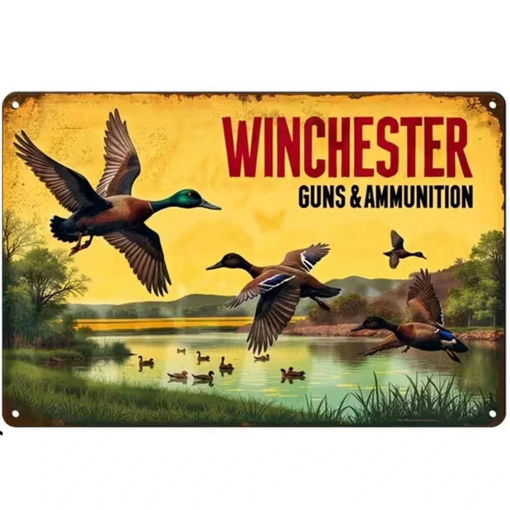 Retro Sign Winchester Gun Tin Metal Signs 8x12 Man Cave‎ Garage Den Bar Ducks