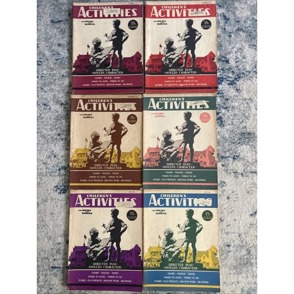 Vintage Lot of 6 Children's Activities Magazines from 1938 All In Good Condition