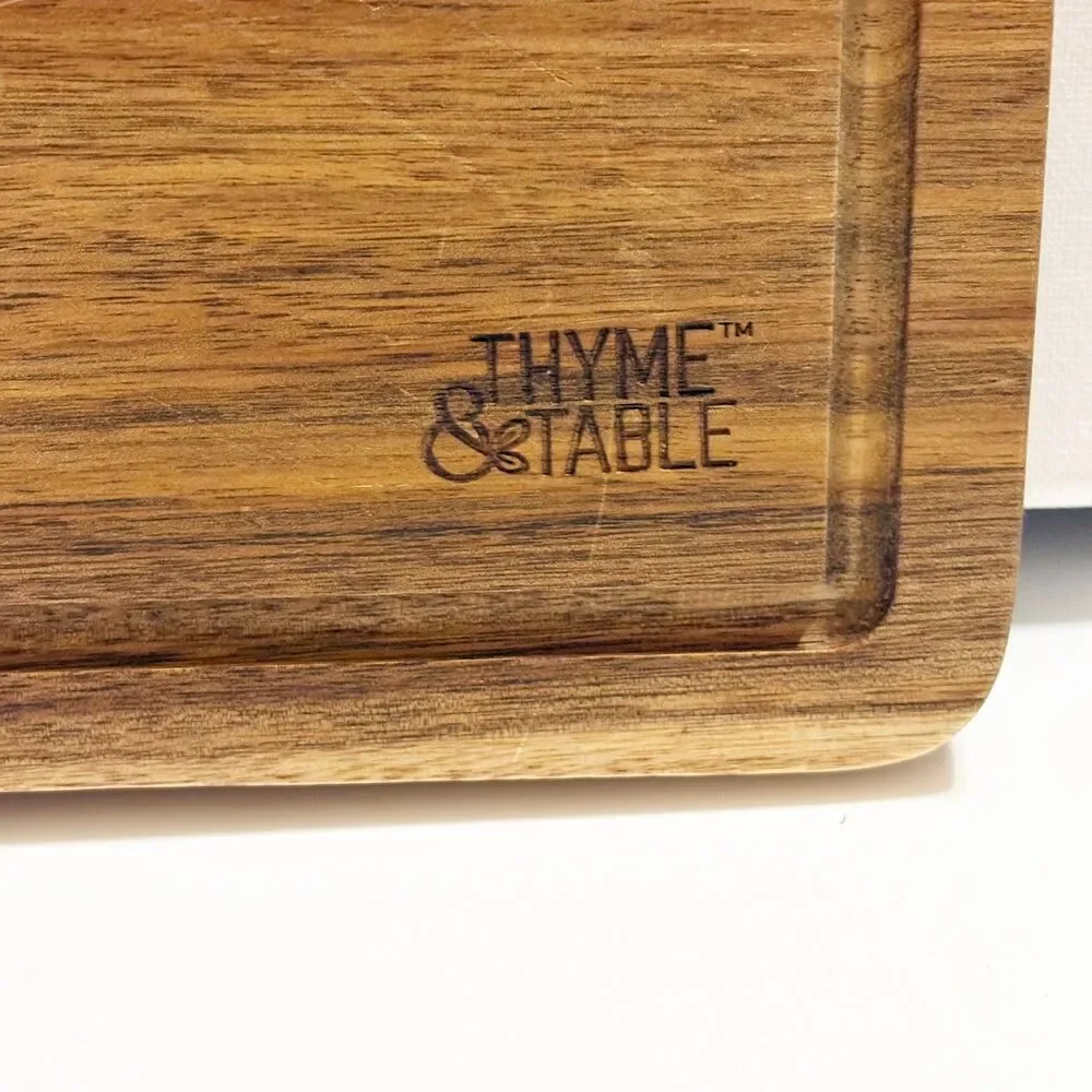 Thyme & Table 10x14 Acacia Wood Cutting Board Triangle Shaped Anti-Slip Feet