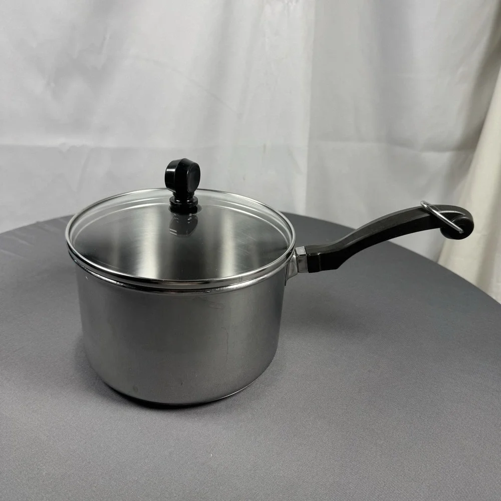 Vtg Farberware Stainless Steel 2qt Saucepan W/Glass‎ Lid