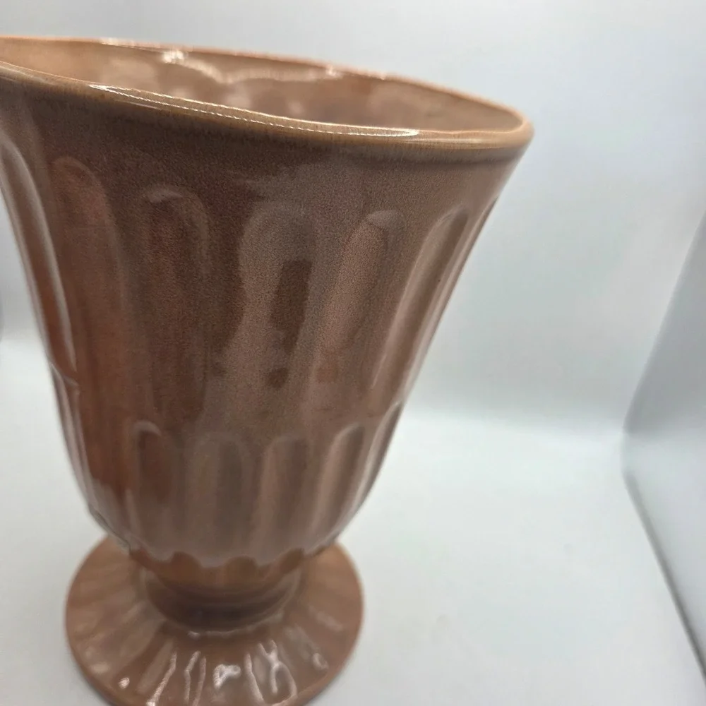 Vintage Red Wing Pottery M-1575 Brown Fleck Pedestal Vase USA MCM
