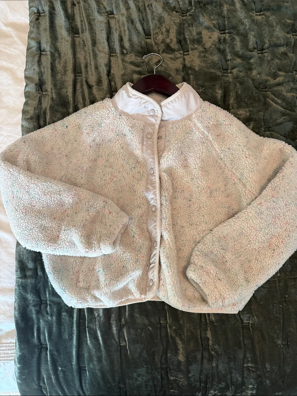 GAP Teen Crop Sherpa Jacket with Pastel Speckles 12