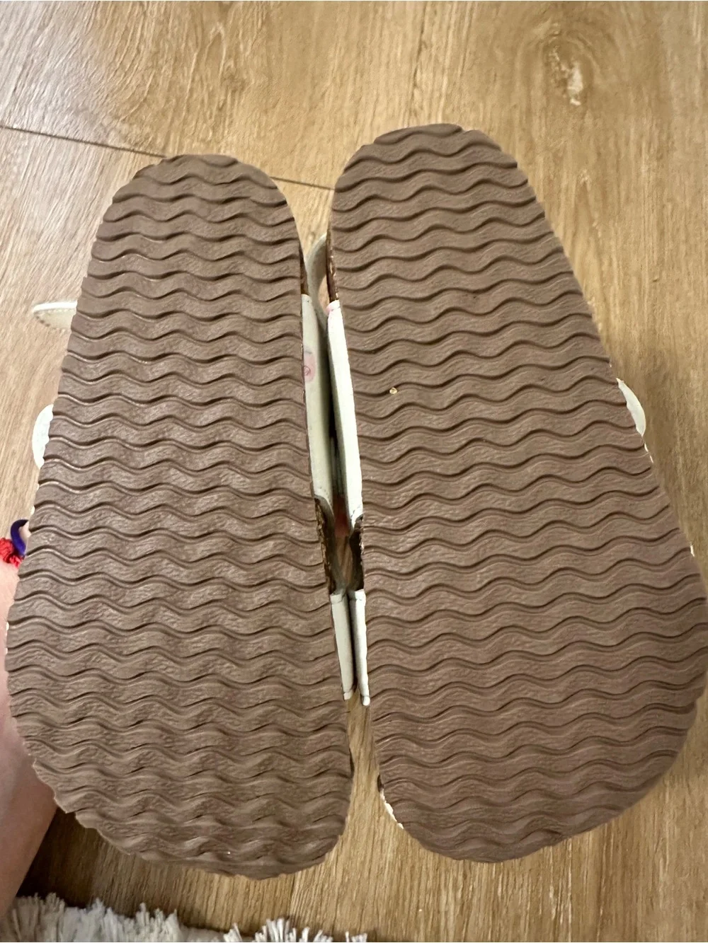 Childrens White Sandals with Pink Dot Accents