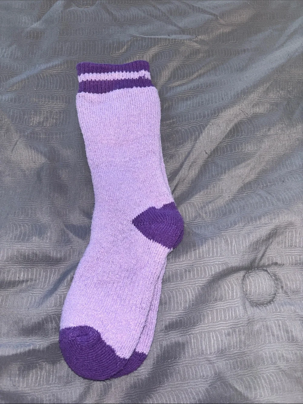 Cozy Lavender Crew Socks with Deep Purple Accents