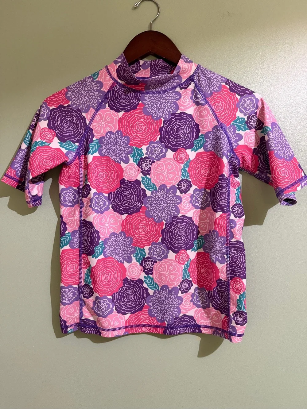 UV Skinz Floral Rash Guard Swim Shirt Girls 14