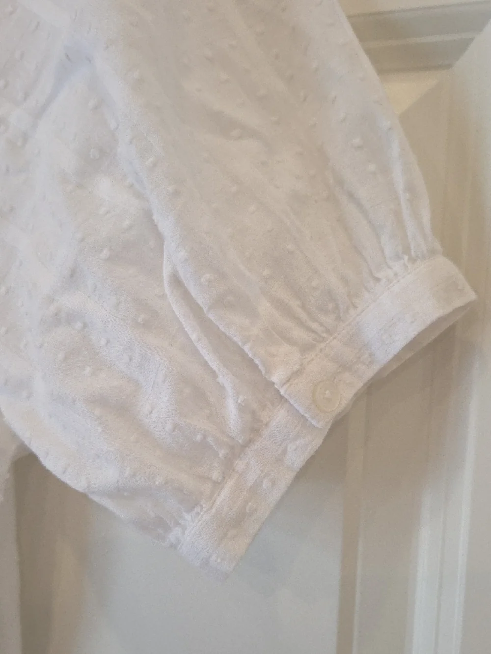 LOFT White Dot-Textured Button Front Blouse