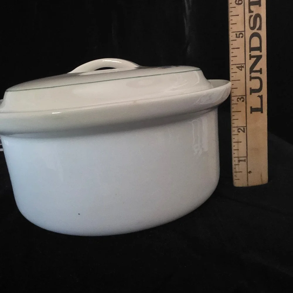 Royal Rochester Royalite Fraunfelter Casserole w Art Deco Chrome Carrier Stand