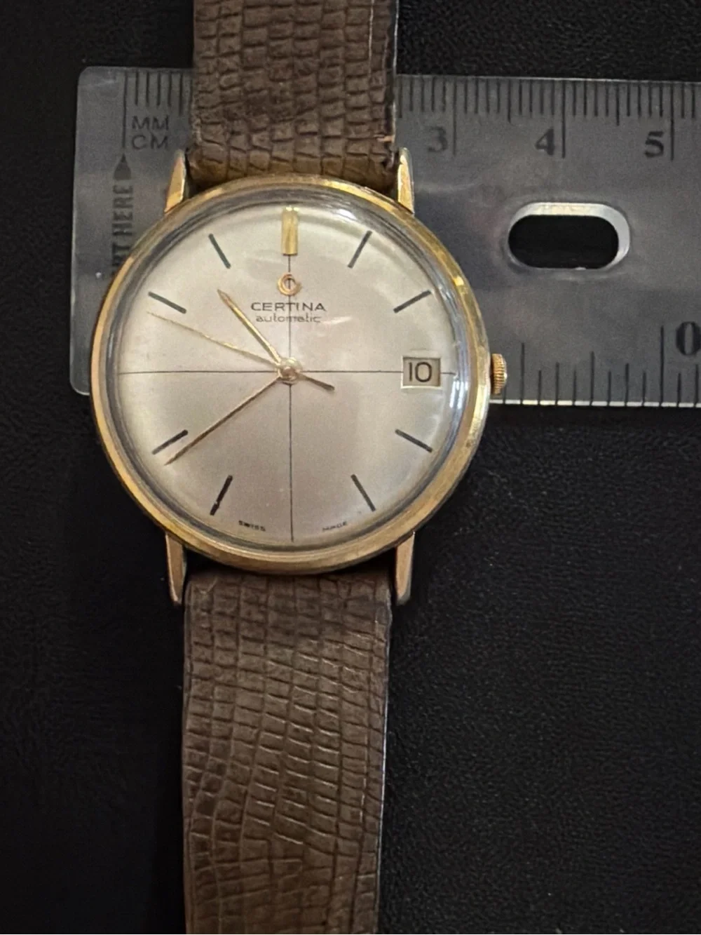 Vintage Certina Automatic Watch With Crosshair Dial And Date Window