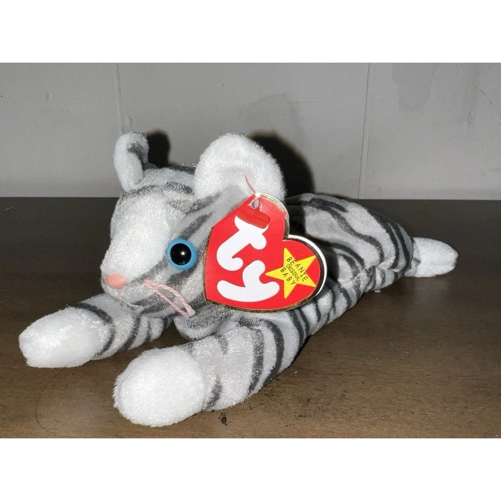 Ty Beanie Baby - PRANCE the Grey Tabby Cat (8 Inch) MWMTs Stuffed‎ Animal Toy
