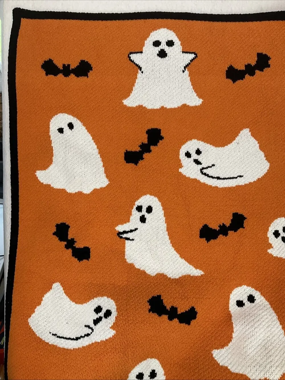 AMELIE HOME Soft Thick Knit Halloween Ghost Bat Blanket Throw Blanket 50
