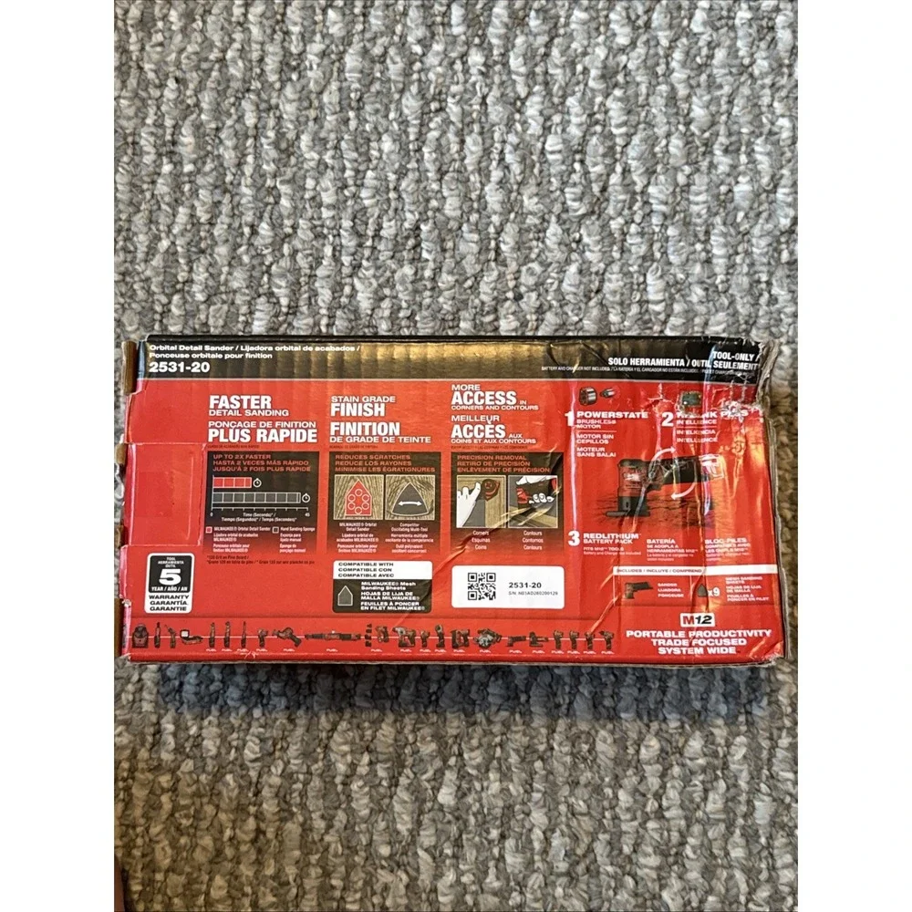 Milwaukee 2531-20 M12 FUEL Orbital Detail Sander New