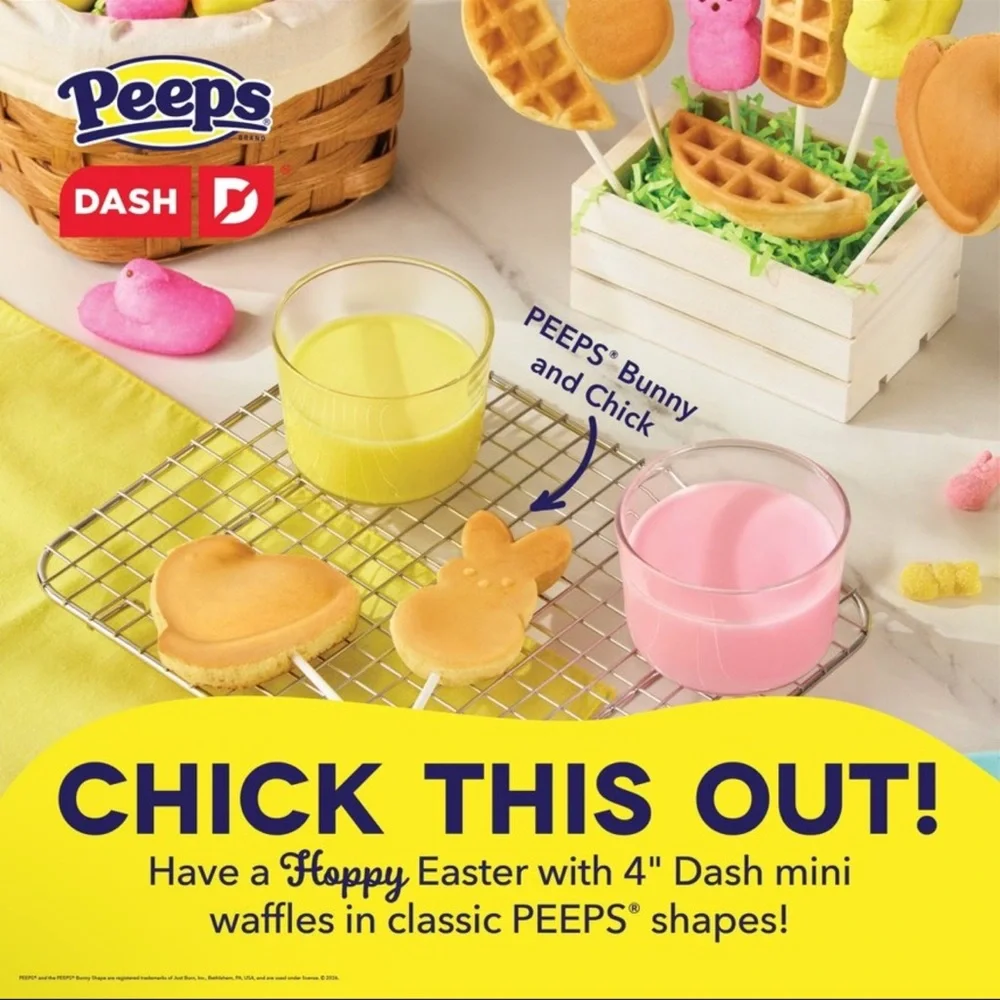 New! Dash × Peeps Mini Waffle Maker Yellow Chick, Spring 2026, Easter