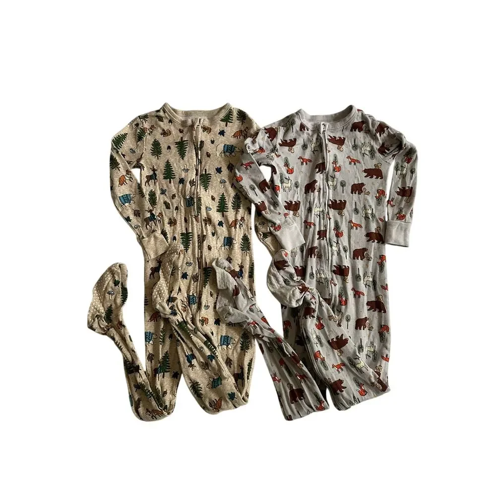 Forest Friends One Piece Footed Cotton Pajamas Set of 2