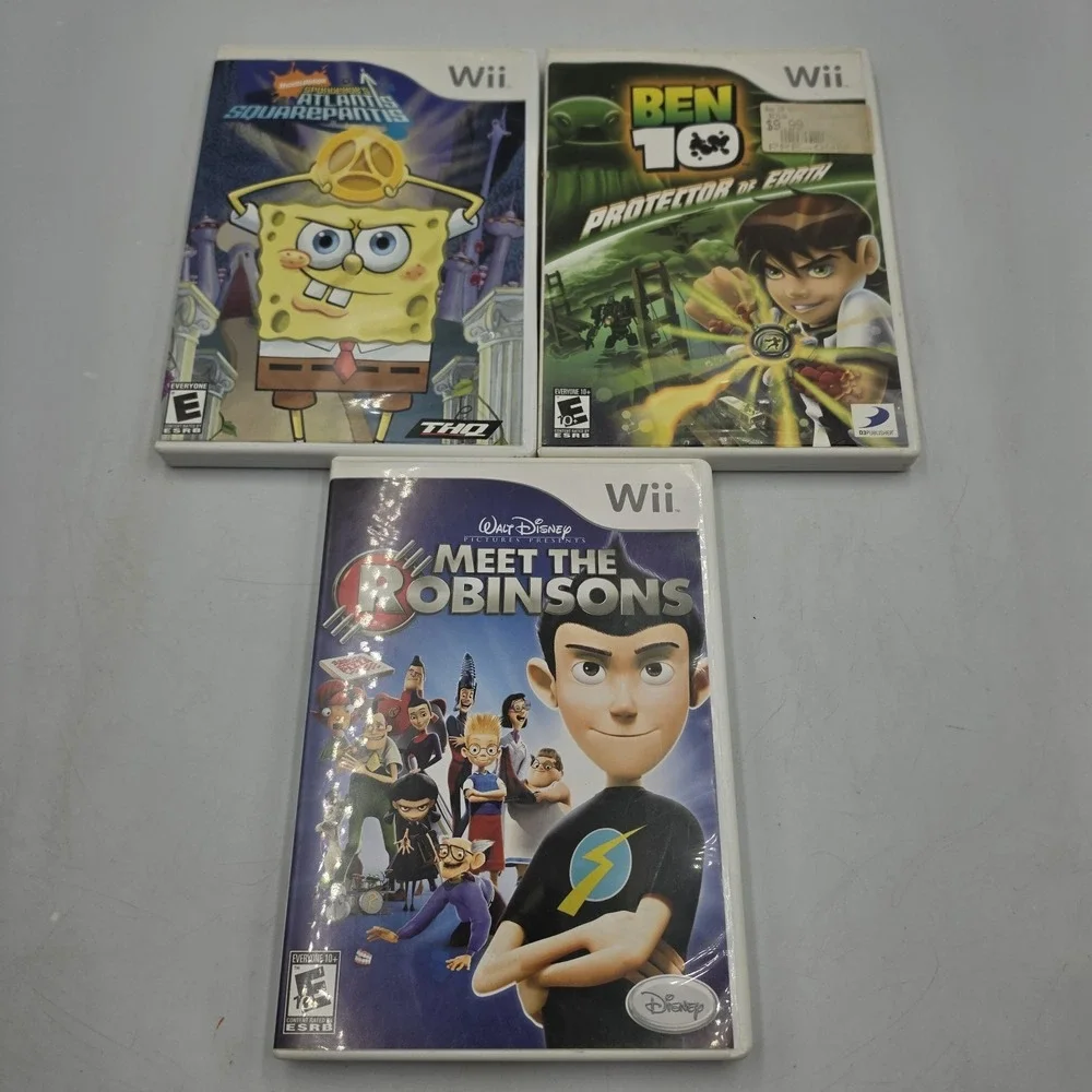 Nintendo Wii 3 Game Lot SpongeBob Atlantis Ben10 Meet The Robinsons 2006 Complet