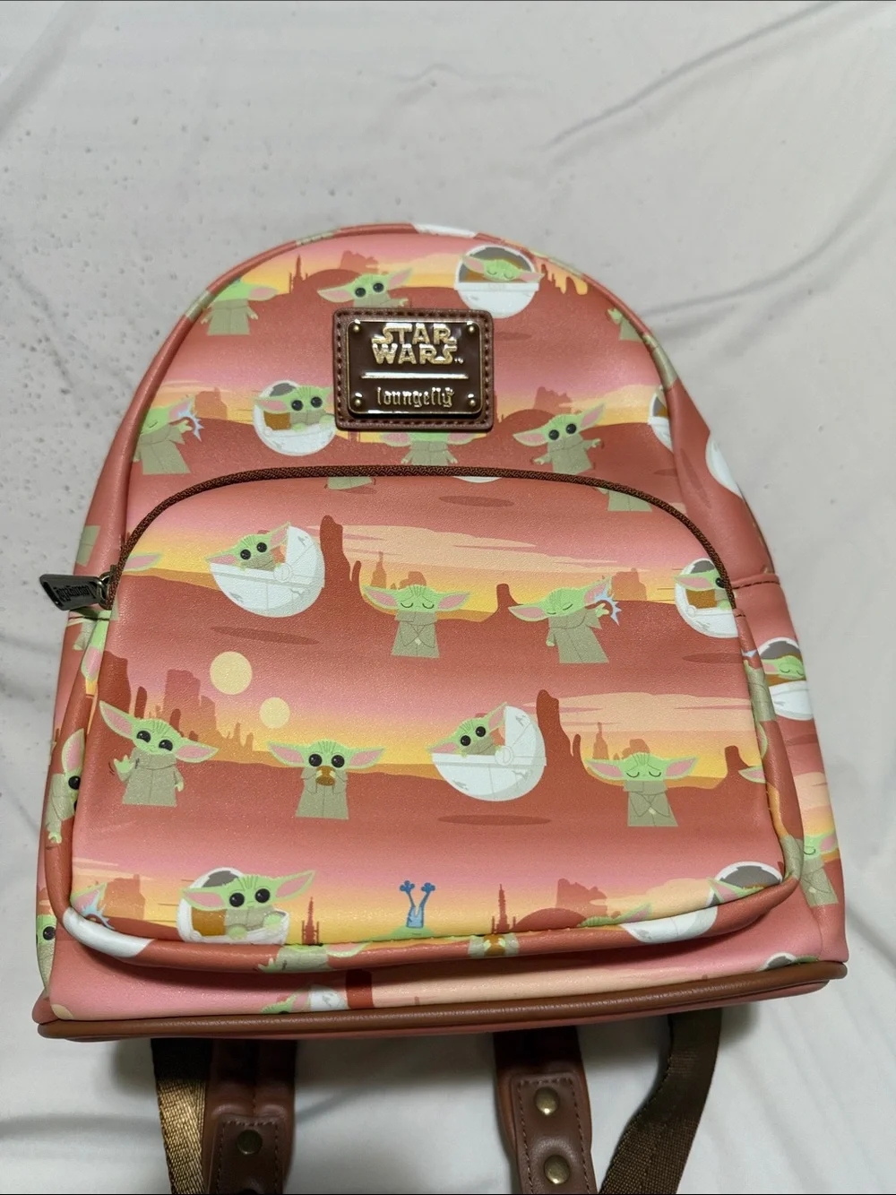 Loungefly Star Wars Grogu Patterned Pink Kids Backpack