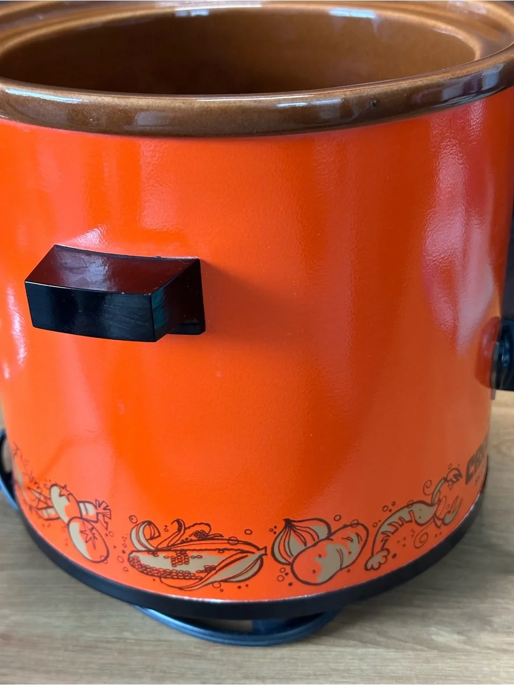 Vintage 1970s Rival Crock-Pot 3100/2 Orange 3.5 Qt Slow Cooker w/ Glass Lid
