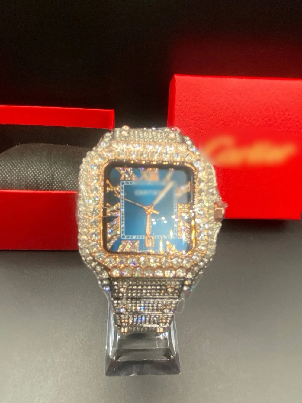 Santos Watch Blue Dial Bussdown Designer *Box Included*