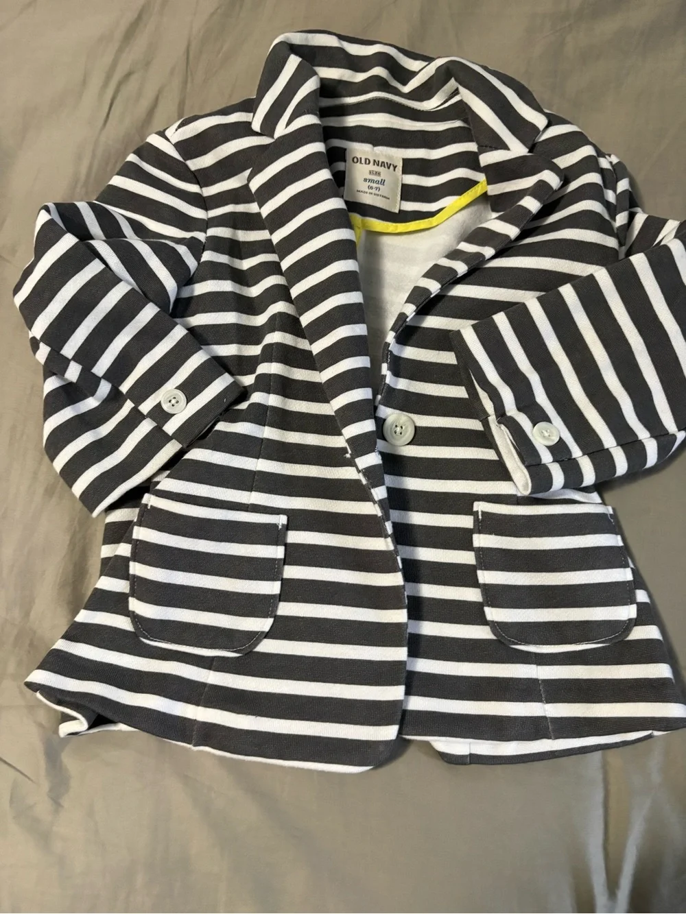 Old Navy Black & White Striped Girls Knit Blazer