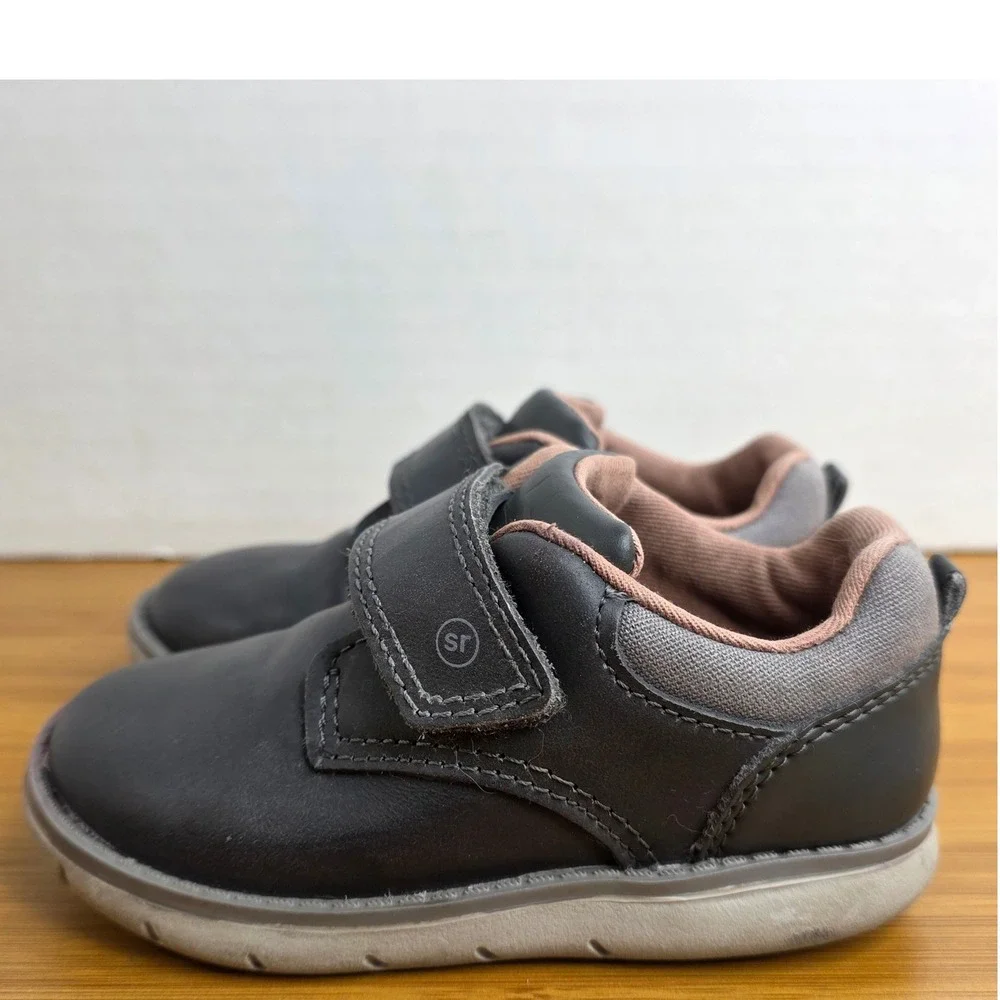 Stride Rite SRT Griffin Boys Gray Leather Sneakers Shoes BB018401 Size 6W