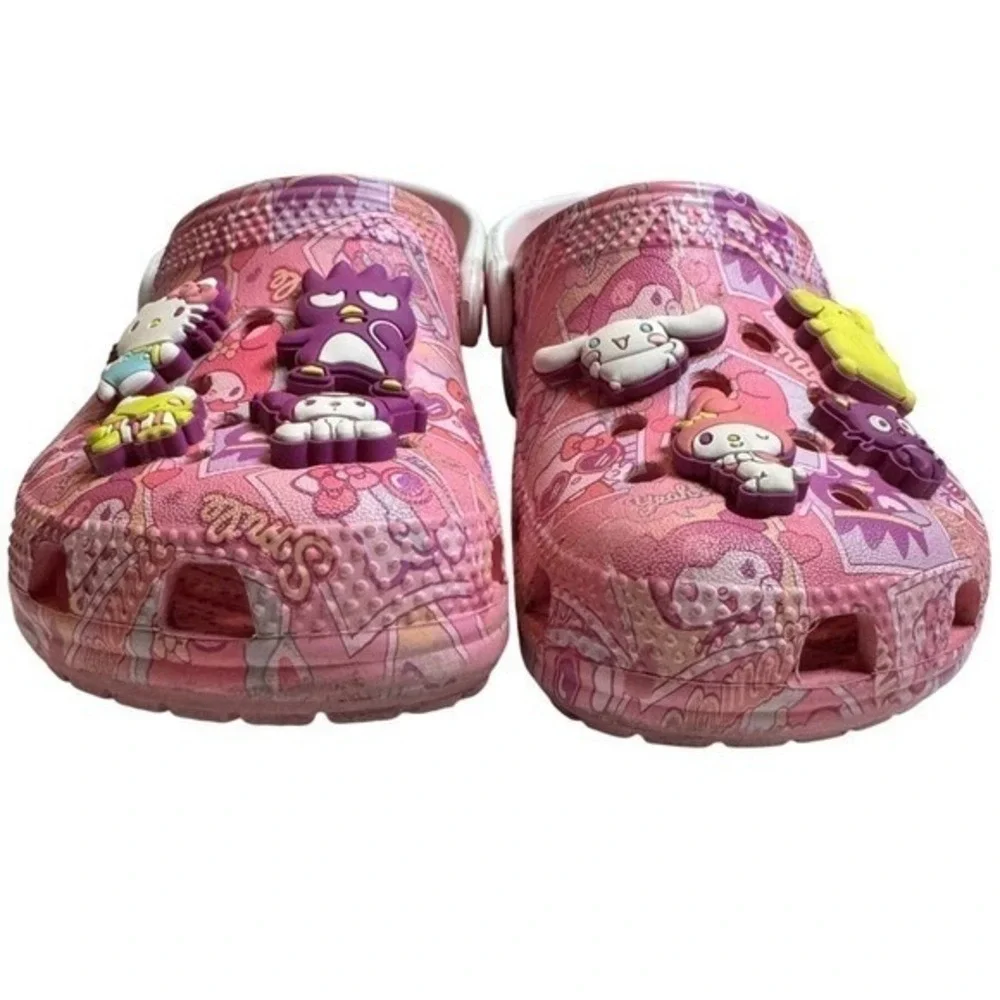 Crocs Clogs Sanrio Hello Kitty Friends Girls 11 Pink Sandals w/9 Jibbitz Charms