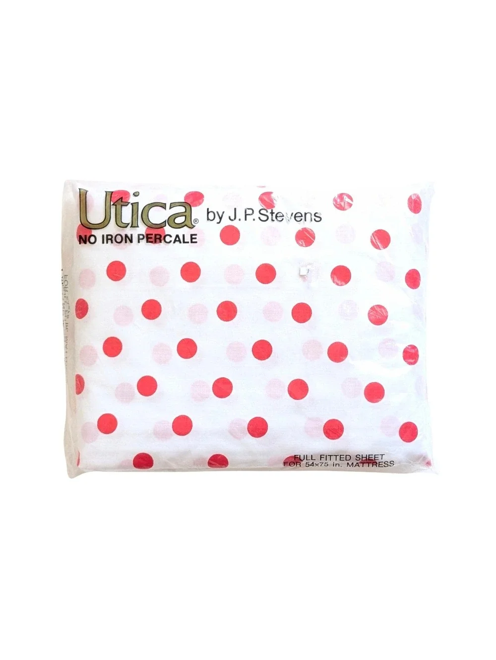 1980s Vintage Red & White Polka Dot Double Fitted Sheet