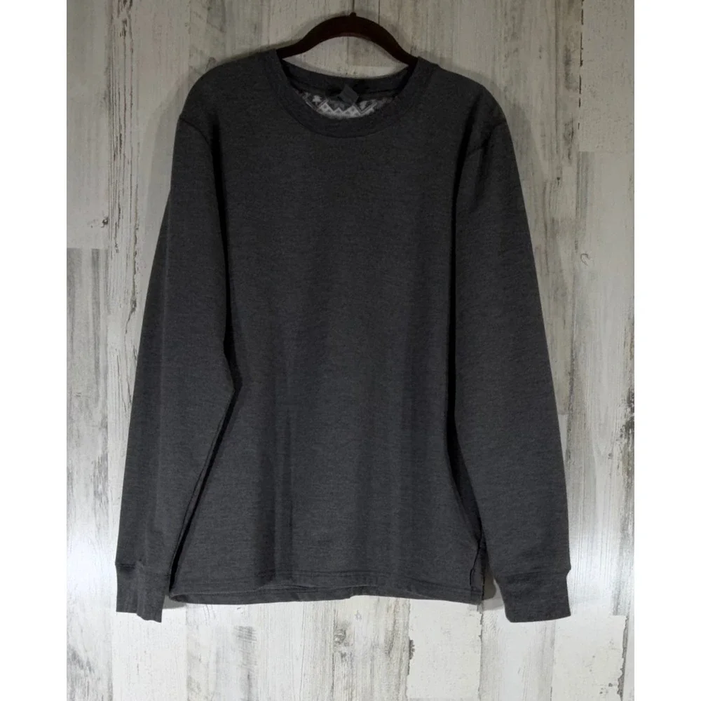 Eddie Bauer Sleepwear Shirt Large Gray Long Sleeve Crew Neck Stretch Loungewear