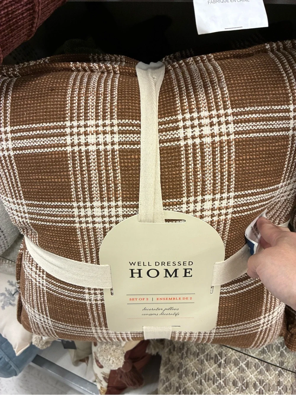 Brown Plaid Decorative Pillow - Set of 2
