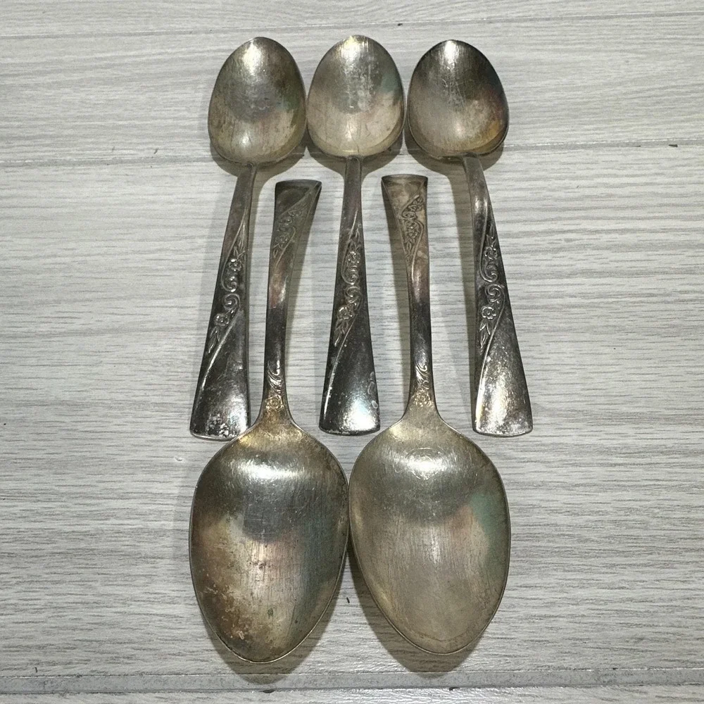 Revelation Silver Plate Flatware (Set Of 5) Soup Spoons Vintage