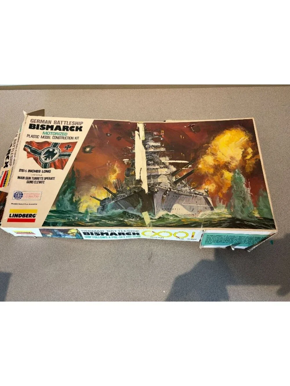 Lindberg German Battleship Bismarck 1/350 Motorized Model Kit Partial built