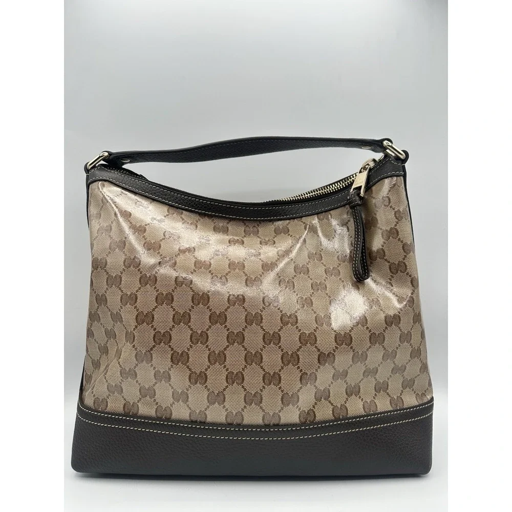Gucci Beige Brown GG Canvas Miss GG Hobo Bag Brown Leather Shoulder Bag