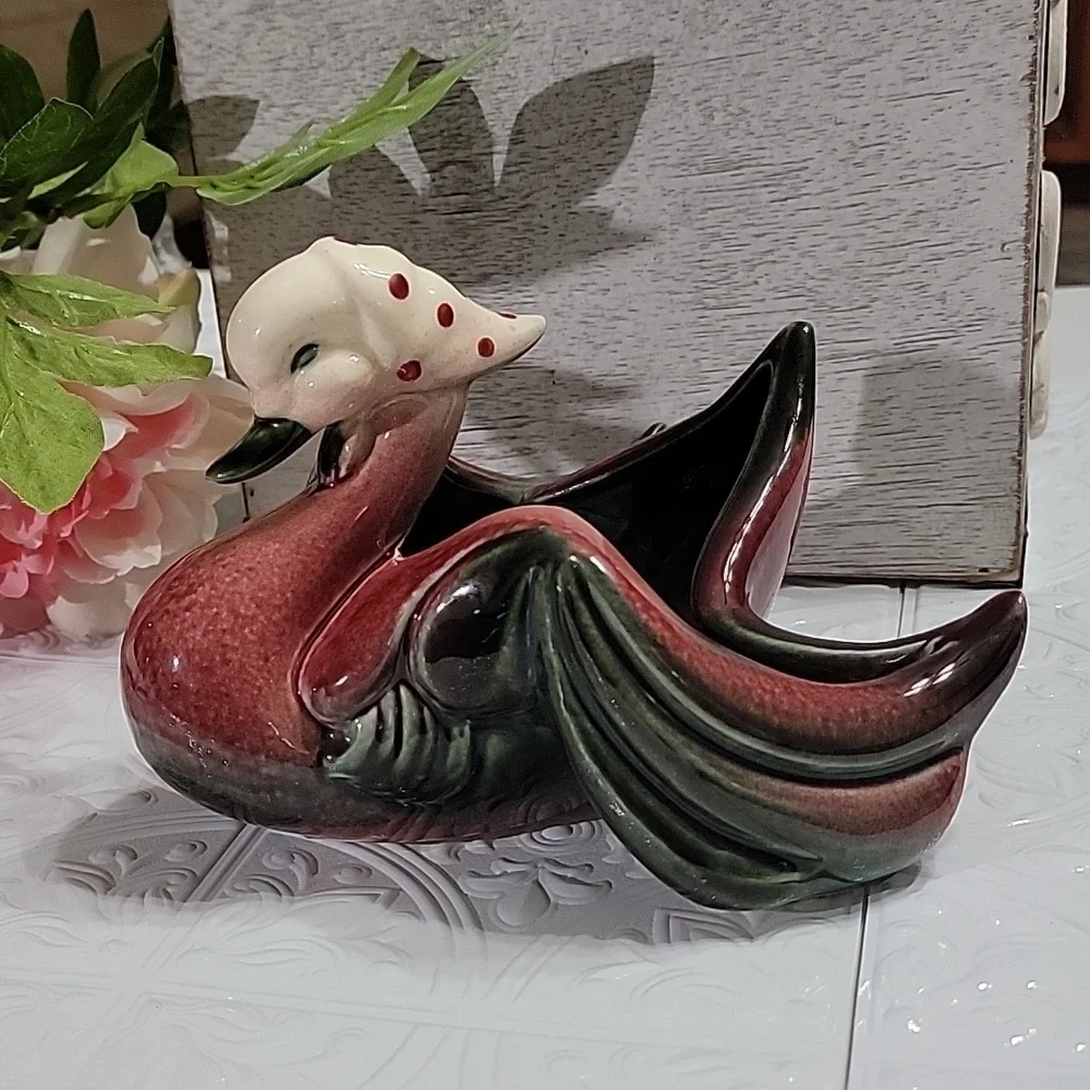 Vintage Hull Mother Goose Swan Duck Ceramic Planter Home Decor